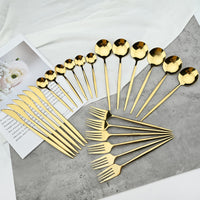 Funki Buys | Cutlery Set | Gold Stainless Steel Mirror 30 Pcs Set