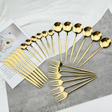 Funki Buys | Cutlery Set | Gold Stainless Steel Mirror 30 Pcs Set
