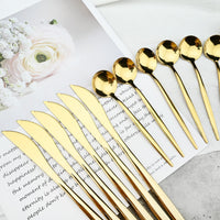 Funki Buys | Cutlery Set | Gold Stainless Steel Mirror 30 Pcs Set