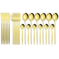 Funki Buys | Cutlery Set | Gold Stainless Steel Mirror 30 Pcs Set