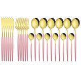 Funki Buys | Cutlery Set | Gold Stainless Steel Mirror 30 Pcs Set