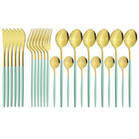 Funki Buys | Cutlery Set | Gold Stainless Steel Mirror 30 Pcs Set