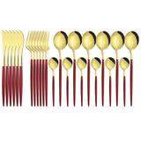 Funki Buys | Cutlery Set | Gold Stainless Steel Mirror 30 Pcs Set