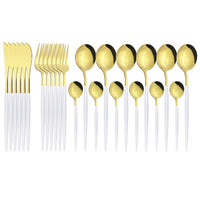Funki Buys | Cutlery Set | Gold Stainless Steel Mirror 30 Pcs Set