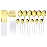 Funki Buys | Cutlery Set | Gold Stainless Steel Mirror 30 Pcs Set