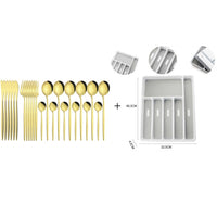Funki Buys | Cutlery Set | Gold Stainless Steel Mirror 30 Pcs Set