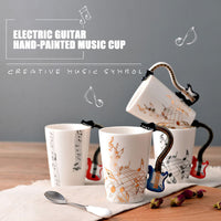 Funki Buys | Mugs | Guitar Handle Mug | Hand-Painted Musical Notes