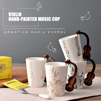 Funki Buys | Mugs | Guitar Handle Mug | Hand-Painted Musical Notes