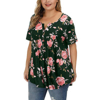 Funki Buys | Shirts | Women's Plus Size, Floral Print, Loose Fit Tops