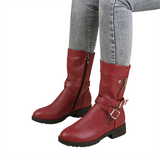 Funki Buys | Boots | Women's Buckle Low Heel Mid-Calf Boots | Biker