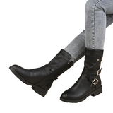 Funki Buys | Boots | Women's Buckle Low Heel Mid-Calf Boots | Biker
