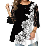 Funki Buys | Shirts | Women's Plus Size Splice Flower Print Blouse
