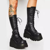 Funki Buys | Boots | Women's Platform Boots | Mid-Calf Wedges | Chunky Heel