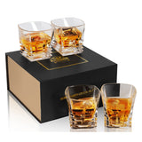 Funki Buys | Glasses | Whisky Glass Set | 4 Pcs Square, 9oz Glass Gift