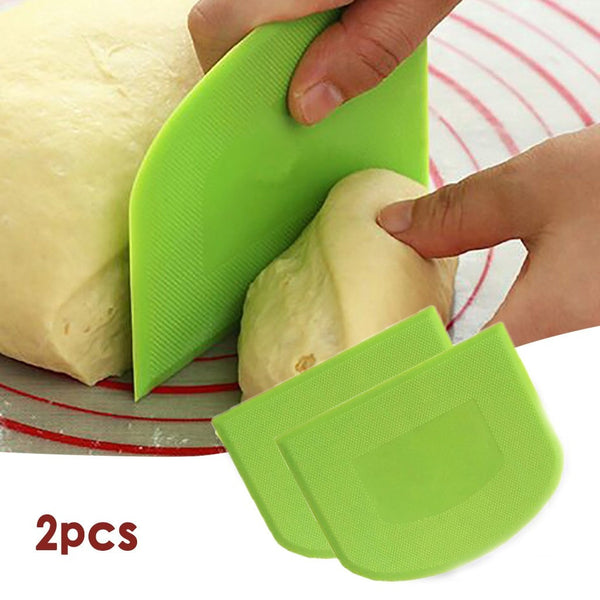 2PCS/Set Stainless Steel Pizza Dough Scraper Cutter Flour Pastry Kitchen  Cake Baking Tool with PP Plastic Dough Cutter Scraper for Pastry Flour  Butter Batter