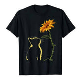 Funki Buys | Shirts | Women's Sunflower and Cat Summer Printed Tee