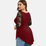 Funki Buys | Shirts | Women's Sexy Lace Spliced Plus Size Shirt