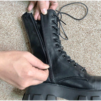 Funki Buys | Boots | Women's Long Chunky Boots | Gothic Lace Up, Zip