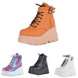 Funki Buys | Boots | Women's Buckle Ankle Boots | Punk Platform Wedges