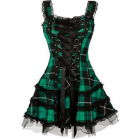 Funki Buys | Dresses | Women's Gothic Punk Plaid Mini Dress | Vintage
