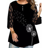 Funki Buys | Shirts | Women's Plus Size Top | Flower Print T-Shirt