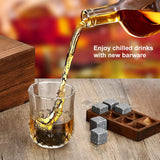 A Out - Funki Buys | Coffret cadeau de pierres à whisky | Verre à whisky (2 pièces) | Pierres à whisky (6 pièces)
