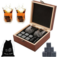 A Out - Funki Buys | Coffret cadeau de pierres à whisky | Verre à whisky (2 pièces) | Pierres à whisky (6 pièces)