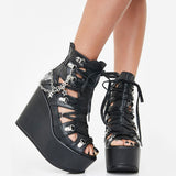 Funki Buys | Shoes | Women's Strappy Platform Wedges | Cage Shoes