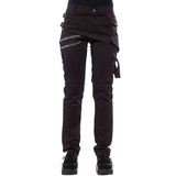 Funki Buys | Pants | Women's Punk Pants | Black Straight Zipper Trousers Gothic