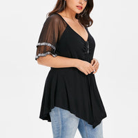 Funki Buys | Shirts | Women's Plus Size Ladies Sequinned Lace Top