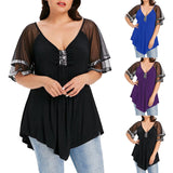 Funki Buys | Shirts | Women's Plus Size Ladies Sequinned Lace Top