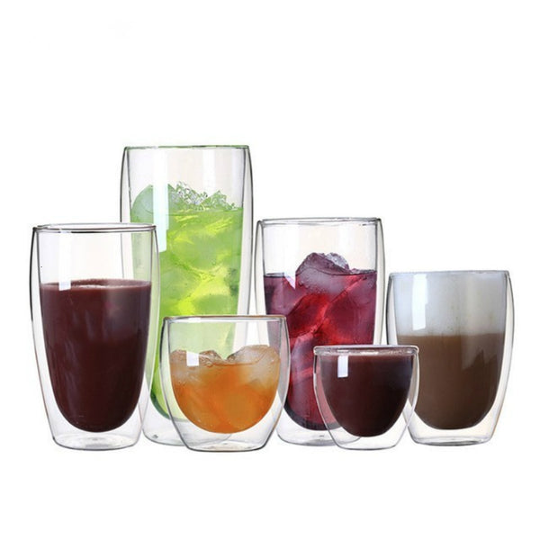 Funki Buys | Cups | Glass Double Wall High Borosilicate Glass Mug Sets