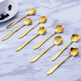 Funki Buys | Spoons | Flower Designed Gold Dessert Spoons 8 Pcs Set