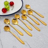 Funki Buys | Spoons | Flower Designed Gold Dessert Spoons 8 Pcs Set