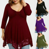 Funki Buys | Shirts | Women's Plus Size Lace Patchwork Tunic Top