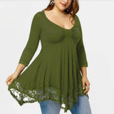 Funki Buys | Shirts | Women's Plus Size Lace Patchwork Tunic Top