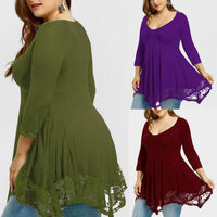 Funki Buys | Shirts | Women's Plus Size Lace Patchwork Tunic Top