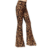 Funki Buys | Pants | Women's Vintage Flared Pants | Plaid Leopard Flower Print