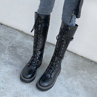 Funki Buys | Boots | Women's Knee-High Lace Up Zip Boots