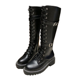 Funki Buys | Boots | Women's Knee-High Lace Up Zip Boots