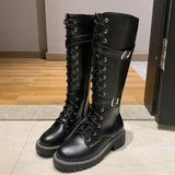 Funki Buys | Boots | Women's Knee-High Lace Up Zip Boots
