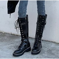Funki Buys | Boots | Women's Knee-High Lace Up Zip Boots
