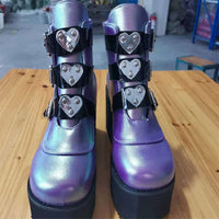 Funki Buys | Boots | Women's Buckle Ankle Boots | Women Punk Platform Boots