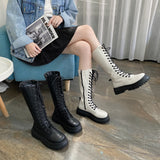 Funki Buys | Boots | Women's Gothic Punk Calf Length Boots | Lace Up