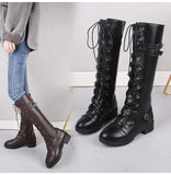 Funki Buys | Boots | Women's Roman Lace Up High Flat Boots