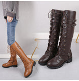 Funki Buys | Boots | Women's Buckle Knee High Boots | Roman Lace Up