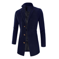 Funki Buys | Jackets | Men's 3/4 Velour Trench Coat | Slim Fit | Stand Collar
