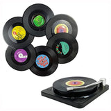 Funki Buys | Coasters | Vinyl Record Coasters and Holder 6 Pcs