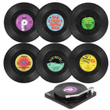 Funki Buys | Coasters | Vinyl Record Coasters and Holder 6 Pcs