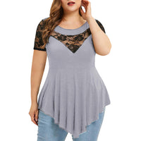 Funki Buys | Shirts | Women's Plus Size Blouse | Lace Short Sleeve